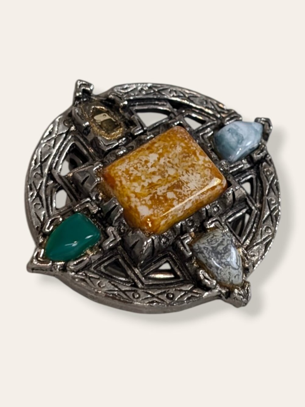 Vintage Celtic Glass Stone Dress Clip - Picture 3 of 6